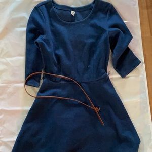 Denim style dress with belt
